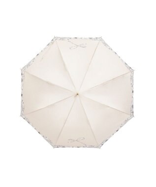 MOONBAT 【耐風傘/ジャンプ傘】ランバン オン ブルー (LANVIN en Bleu) リボン 花柄 長傘 サテンプリント ベージュ