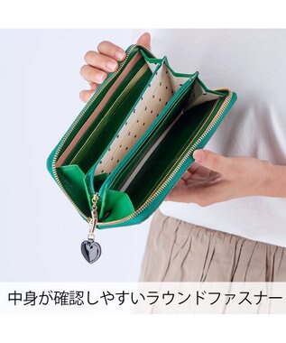tsumori chisato CARRY つぶつぶドットプリント ラウンドファスナー長財布 グリーン