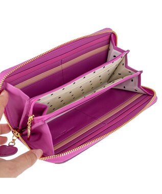 tsumori chisato CARRY つぶつぶドットプリント ラウンドファスナー長財布 パープル
