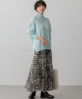 23区 S 【洗える】ハウンドトゥースアートプリント ギャザー スカート モノトーンプリント