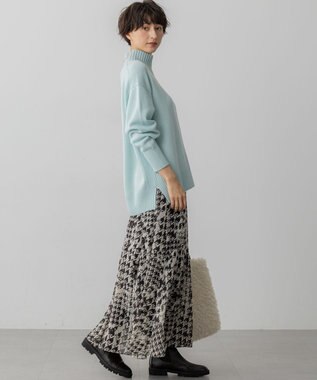 23区 S 【洗える】ハウンドトゥースアートプリント ギャザー スカート モノトーンプリント