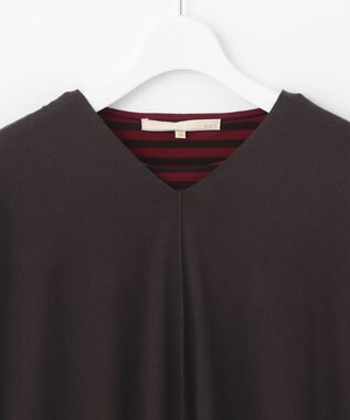 自由区 【洗える/セットアイテム】マルチWAYコンビ ニットポンチョ×プルオーバー ブラウン系ボーダー