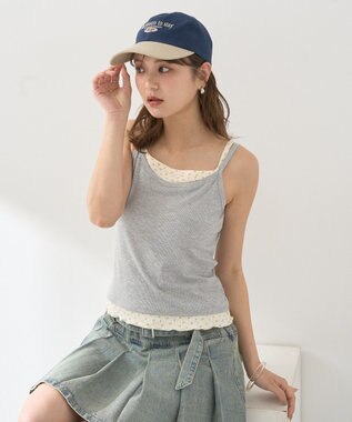 earth music&ecology レイヤードキャミソール Gray