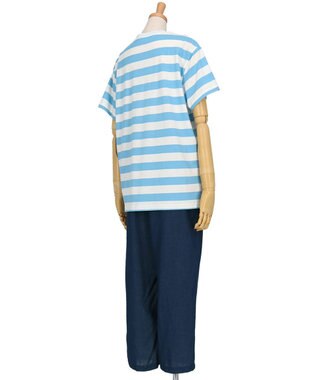 WACOAL PEANUTS パジャマ 4分袖 長ズボン 綿100%(本体) スヌーピー レディース FDT165 /ワコール サックス