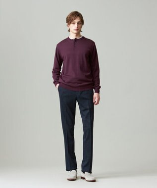J.PRESS MEN オメガツイスト ヘンリーネックニット ワイン系