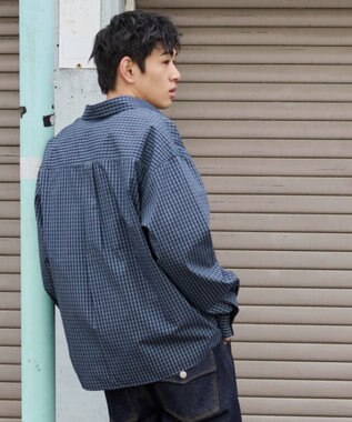 WEGO 【ユニセックス着用ITEM/MLサイズ展開】クロップドブロードシャツ ブルーチェック1
