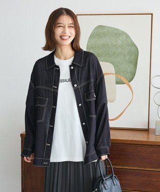 Green Parks ・ＥＬＥＮＣＡＲＥ　ＤＵＥ　カラーステッチシアーＧジャン Black