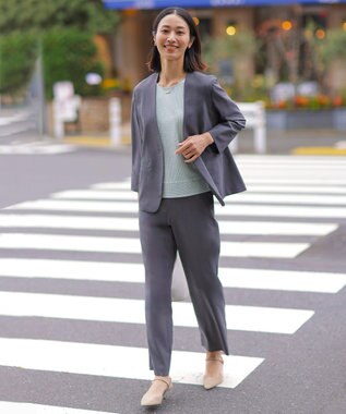 J.PRESS LADIES L 【一枚で着映え】サッカージャージー クルーネック カットソー ライトミントストライプ系1