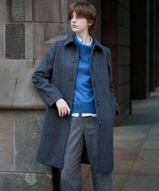 J.PRESS LADIES CASHMERE BLEND 襟付き ニット ブルー系