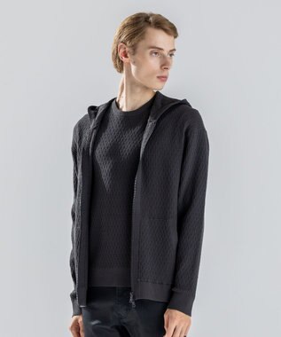 JOSEPH HOMME 【新柄】  ヴィスコースリンクス　ジップアップニットフーディー グレー系