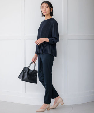 878 新品 23区 洗えるライトバックサテンアムンゼン プリーツ ブラウス M 洗える】ライトバックサテンアムンゼン プリーツ ブラウス / 23