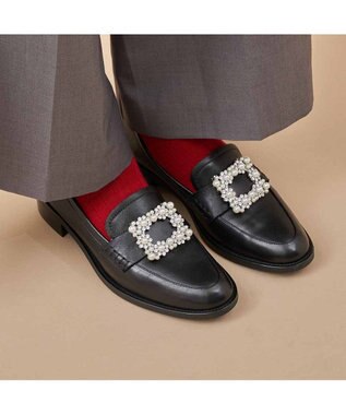 MODE ET JACOMO <carino>ビジューバックルローファー ブラック