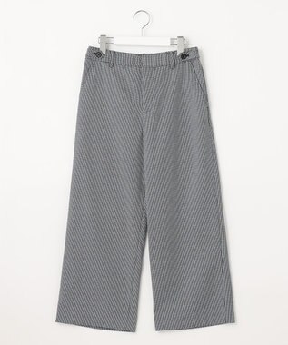 J.PRESS LADIES L 【洗える】 シャークスキンハウンドトゥース セミワイド パンツ ネイビー系3