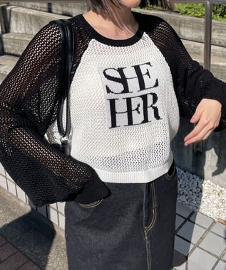 WEGO ラグランショートメッシュニット