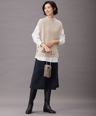 J.PRESS LADIES S 【洗える】グレイス メモリータフタ タック スカート ネイビー系