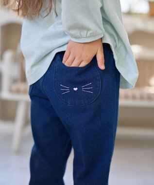 ANY KIDS カット デニム パンツ ネイビー