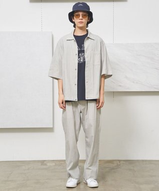 J.PRESS YORK STREET 【UNISEX】コットンリネンイージーストライプ パンツ ブラック系2