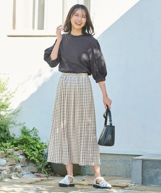 ANY スクエアプリントスカート ブラック系