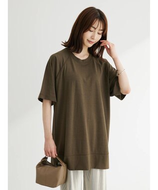 Green Parks 接触冷感５分袖ラグランチュニック Khaki