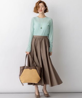 23区 ペーパーライクコンビ トートバッグ (M) ブラウン×ベージュ