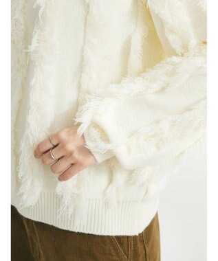 CRAFT STANDARD BOUTIQUE ボリュームフリンジニットプルオーバー Off White