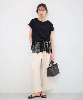 Green Parks レースドッキングフレンチプルオーバー Black