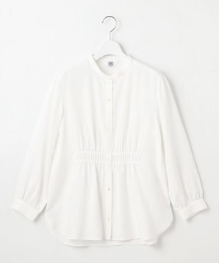 J.PRESS LADIES S 【洗える】アセVisシャドーギンガム シャーリング ブラウス ホワイト系