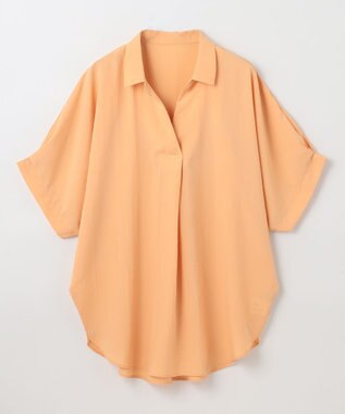 ANY 【新色追加】スキッパーネック袖タックブラウス オレンジ