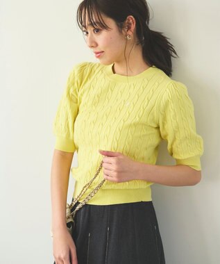  【洗える】カラーケーブル ニット