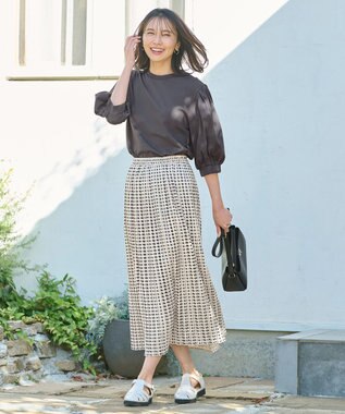 ANY スクエアプリントスカート ブラック系