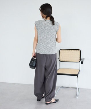 CRAFT STANDARD BOUTIQUE フリンジノースリーブニットプルオーバー Light Gray Mixture