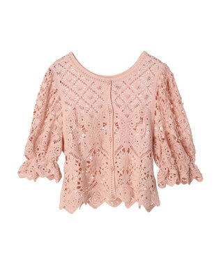 Green Parks ・ＳＵＧＡＲ　ＳＰＯＯＮ　２ｗａｙクロシェカーディガン Pink