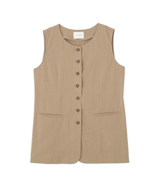 Green Parks クルーネック多釦ジレ Mocha