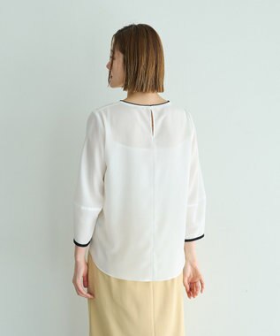 YECCA VECCA 配色パイピングブラウス Off White