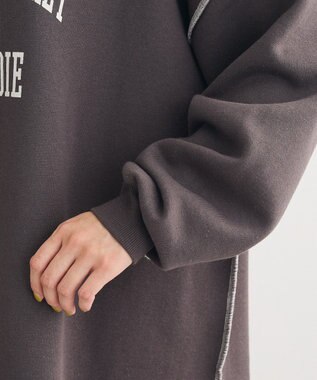 Green Parks 裏起毛配色ステッチロゴチュニック Dark Gray
