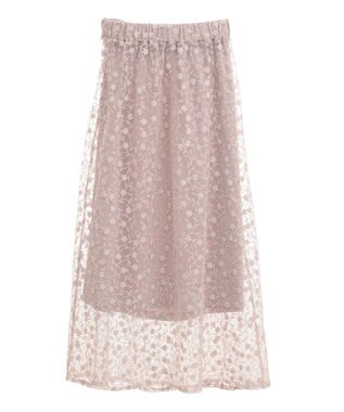 earth music&ecology シアーレースレイヤードスカート Pink Beige