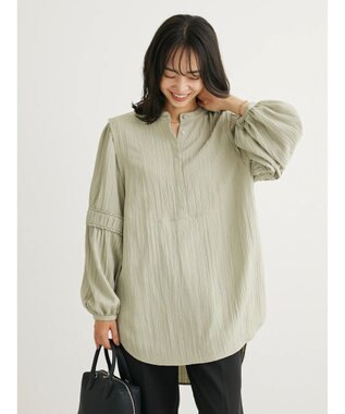 Green Parks 表面変化比翼シャツチュニック Smoky Green