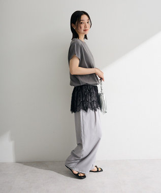 Green Parks セミワイドスラックスパンツ Light Gray