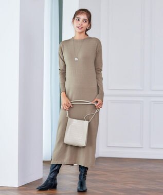 Tiaclasse 【2点セット】Wフェイスニットベスト＆ニットワンピース ベージュ