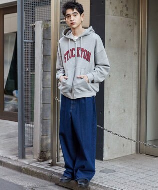 WEGO 【ユニセックス着用ITEM】ワッペンロゴZIPパーカー 杢グレー