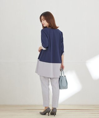 Tiaclasse 【新色追加】バイカラーチュニック ネイビー×グレー