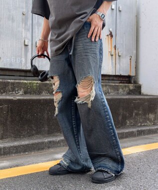 WEGO スーパーバギーデストロイデニム デニム中濃加工色