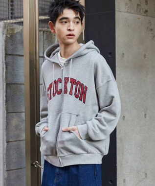 WEGO 【ユニセックス着用ITEM】ワッペンロゴZIPパーカー 杢グレー