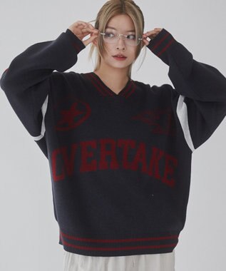 WEGO 【ユニセックス着用ITEM】ラインリブゲームロゴプルオーバー ネイビー