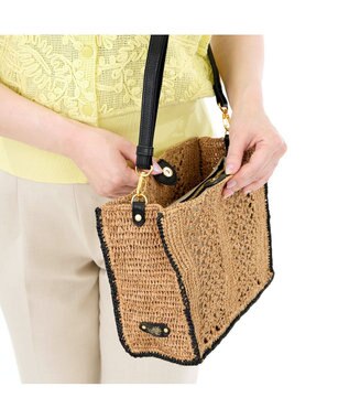 IBIZA ラフィア　ショルダーバッグ 濃茶