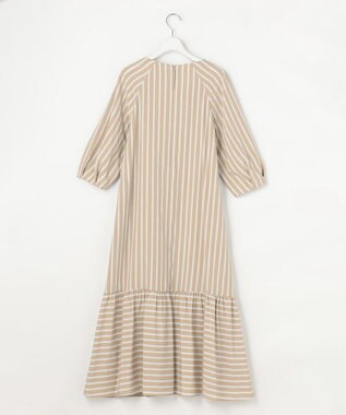 自由区 ビスコースナイロンドビーストライプ ワンピース ベージュ系