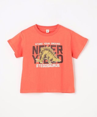 ANY KIDS 【洗濯機可能】恐竜プリント 半袖Tシャツ オレンジ