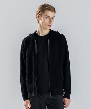 JOSEPH HOMME 【新柄】  ヴィスコースリンクス　ジップアップニットフーディー ブラック系