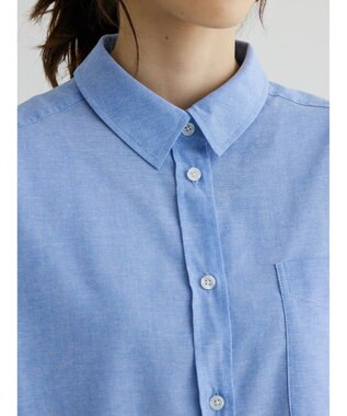 Green Parks 綿麻混オーバーサイズシャツチュニック Sax