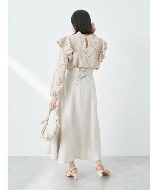 earth music&ecology フリルスリーブブラウス Blue